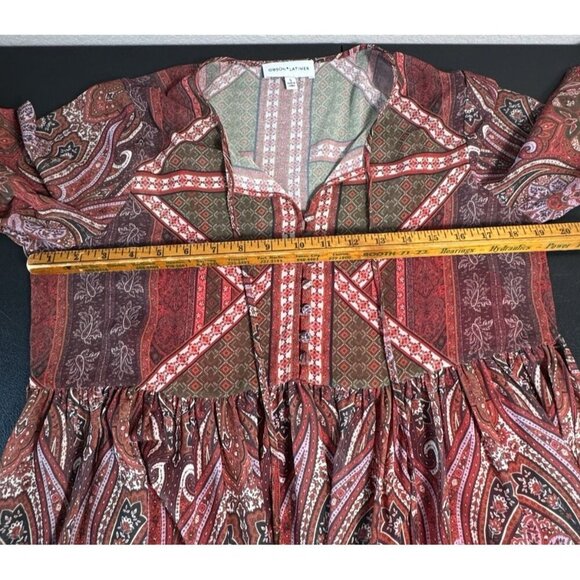 Gibson Latimer Maxi Sheer Long Sleeve Blouson Dress Womens Small Boho - Picture 4 of 12